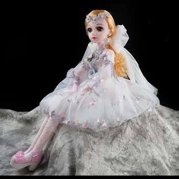 

16 Joint Movable BJD Doll Sweet Small Fresh Fashion Princess Style Doll Set Fair Skin Wedding Car Decoration 60 CM Girl Gift Toy