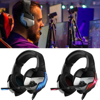 

Gaming Headset Headphone Wired Gamer Headphone 3.5mm PS4 LED light Stereo Sound Headset with Mic for Computer PC Gamer for phone