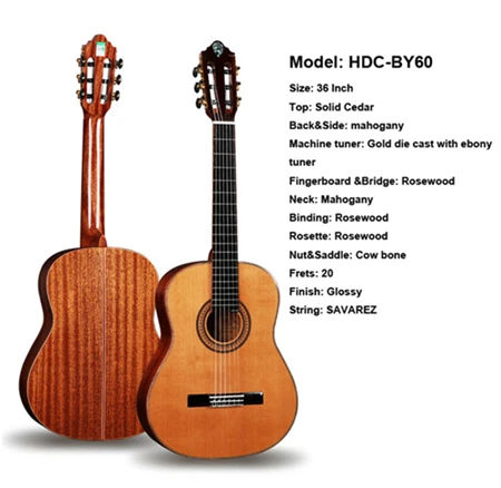 HDC-BY60 Dadarwood HDC-BY60 HDC-BY61 36 дюймов с твердым верхом Классическая Гитары, Гитары ra классической - Цвет: HDC-BY60