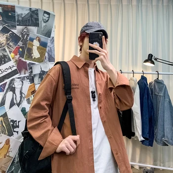 

Men's shirt 2020 spring and summer new handsome cartoon printing loose long-sleeved shirt youth personality trend men's clothing