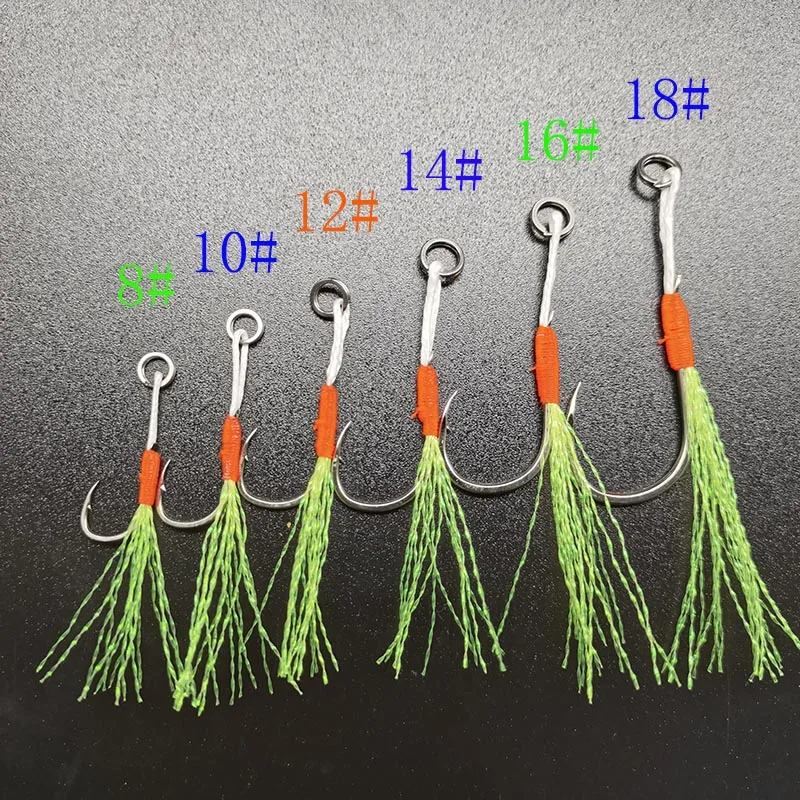 20pcs/pack 8#-22# Blood Slot Jigging Assist Hook Boat Jig Bait Fishing Line  Rope Thread Assistant Fish Hook Tackle Peche Pesca