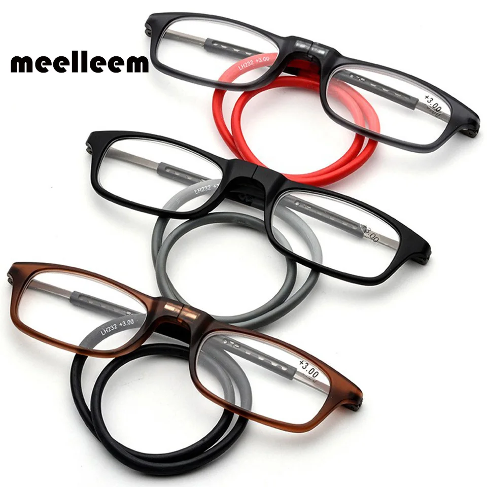 Unisex Magnet Neck Hanging Reading Glasses Men And Women Foldable Upgraded Presbyopia Glasses+1.00+1.25+1.50+1.75+2.00+2.25+2.5