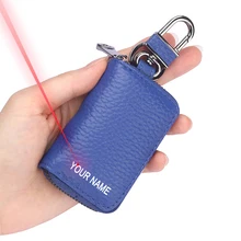 Персонализированные сумки для ключей из натуральной кожи Мужская/Женская автомобильная коробка для ключей гравировка ваше имя на чехол для ключей