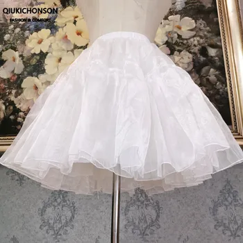 

Qiukichonson Lolita Bustle Skirt Women Kawaii Puff Ruffle Tutu Skirt High Waist Soft Sister Underskirt White Petticoats