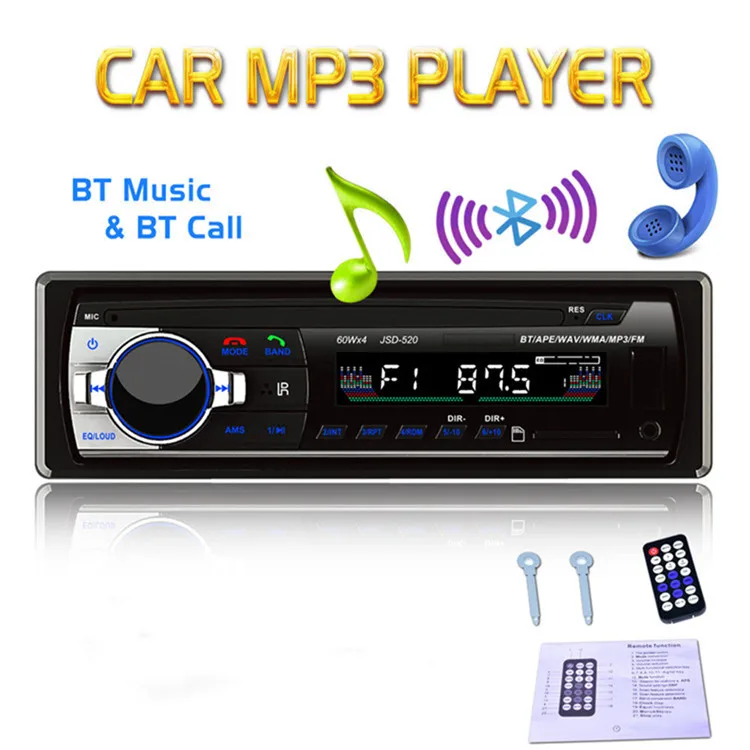 Bluetooth V2.0 Стерео Авторадио 12 В в-тире 1 Din FM Aux вход приемник SD USB MP3 MMC WMA автомобильный аудио плеер