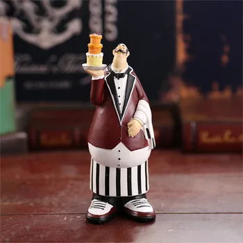 

Home Decoration Accessories European Chef Decoration Waiter Resin Retro Bakery Western Restaurant Kitchen Table Decoration Gift