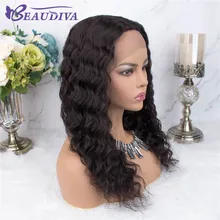 Кудрявый парик из человеческих волос парики с предварительно сорванными со средней частью перуанские глубокие волнистые части кружевные парики Beaudiva Remy глубокая волна 18 дюймов парики с кружевом