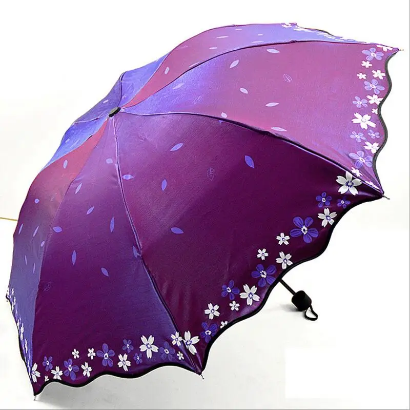 New purple red Красивый блестящий светоотражающий женский зонтик с цветком принцесса девочка зонтики с цветами УФ зонтик складной зонтик подарок US098 - Цвет: New purple red