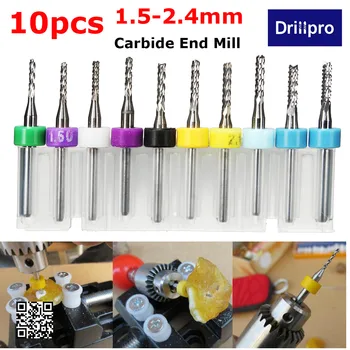 

10Pcs 3.175mm 1.5-2.4mm Carbide End Mill Set PCB Print Circuit Board Cutter Shank Micro CNC Drill Engraving Bit Machine Tools