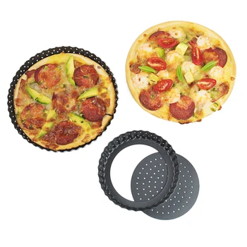 

Pizza Pans With Removable Bottom Holes Non-Stick Round Shape Baking Tray For Pizza Dish Home Kitchen Bakery Accessories