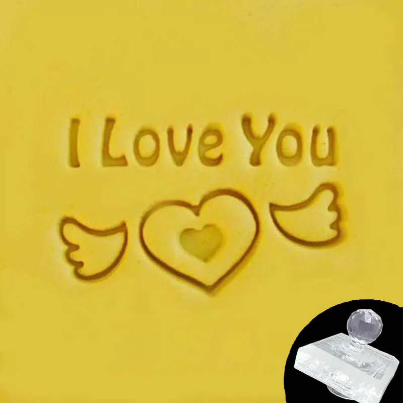 Transparent Acrylic Soap Stamp for Handmade Making, I Love you Letter Stamp, Home Cleaning Natural Seal, Chapter Tools