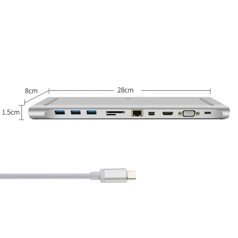 Док-USB-C VGA HDMI Mini Displayport Ethernet 3 хаб TF SD зарядное устройство кардридер многопортовый адаптер 11 в 1