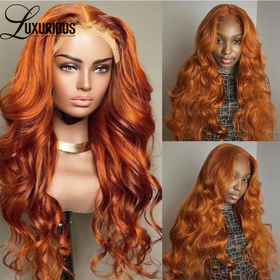 Ginger Human Hair Wigs For Women Loose Deep Wave Colored Wig Orange