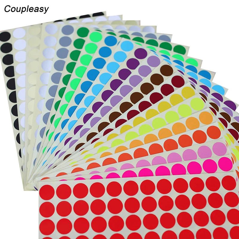 

15 sheets/pack Colorful Paper Sticker Round Dot Label Self Adhesive Price Labels DIY Blank Stickers Office School Suppliers 10mm