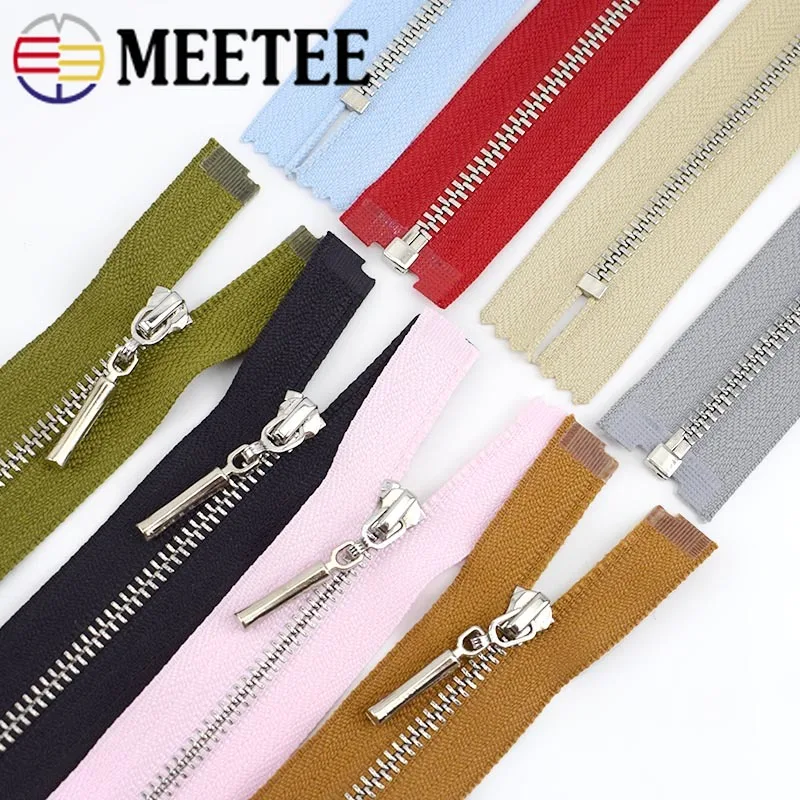 Meetee 2 шт. 20/40/70 см открытого конца застежки-молнии с закрытым концом 3# металлическая молния серебро зуб Автоматическая блокировка Декор на молнии для сумок "сделай сам" для одежды, аксессуары для шитья