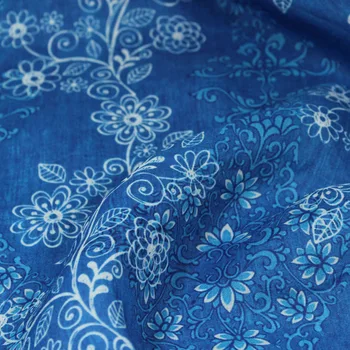 

High end natural ramie fabric Plant pattern printing tissu High grade gown dress cheongsam tissus