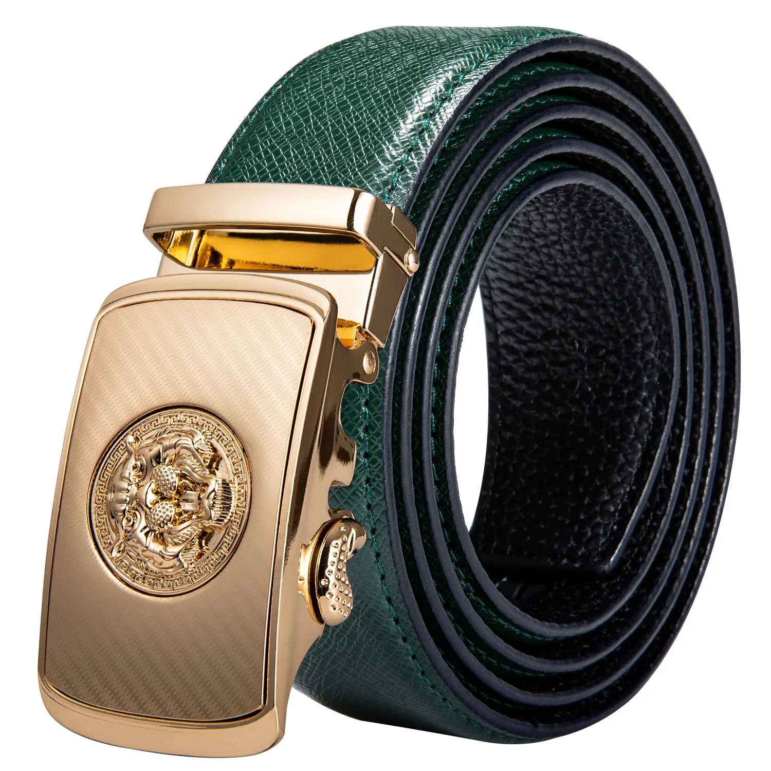 2019-New-Style-Green-Belt-for-Men-Real-Leather-Belt-Gold-Automatic ...