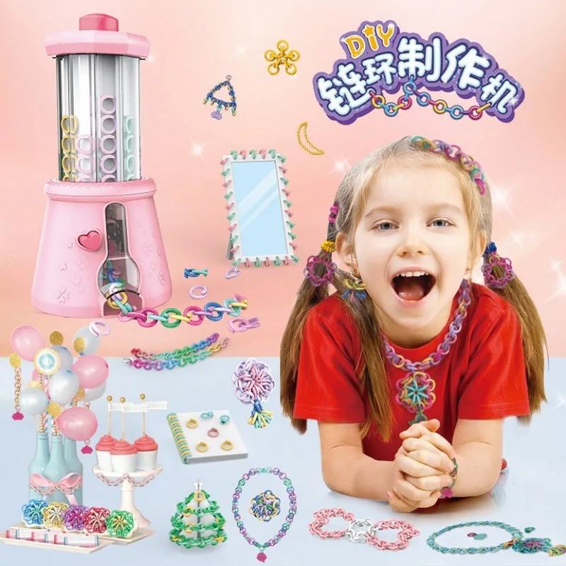 

Children Chain Ring Machine Handmade Necklace Play House DIY Educational Toy chuan zhu ji String Music Set GIRL'S