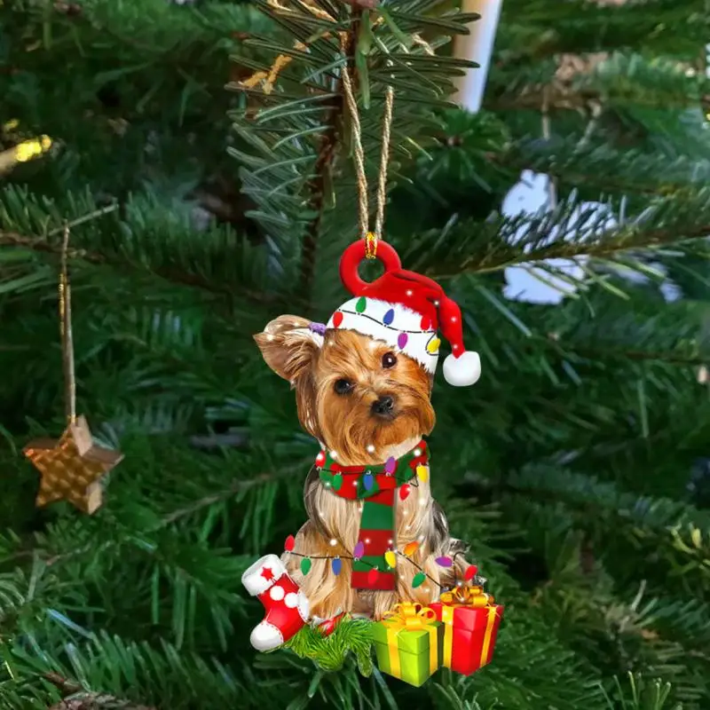 Handmade Christmas Pendant Wooden Dog Drop Ornament Christmas Tree