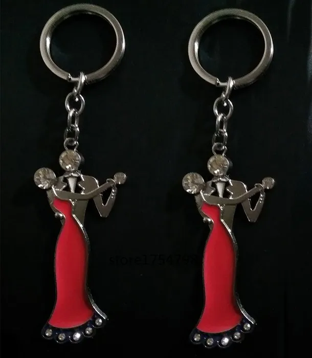 

Fashion Dancing Girl Key Chain Silver Chain Shiny Zinc Alloy Key Ring Pendant Bag Charming Car Holder Personality Gifts