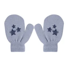 Зимние теплые детские вязаные мягкие перчатки со звездами и сердечками, детские варежки для мальчиков и девочек, перчатки, Белый Синий Серый, аксессуары