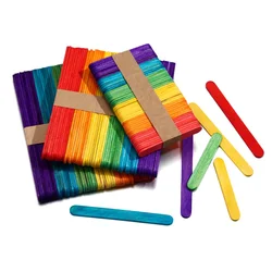 50Pcs Popsicle Sticks Colorful Epoxy Resin Molds Natural Wooden Pop Stick For DIY Handwork Ice Cream Sticks Jewelry Making Tools