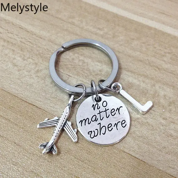 2019 Earth-Airplane Keychains No-Matter-Where Pendant Travel Keyring Friendship Best Friend Letter-Jewelry Diy Handmade | Украшения и