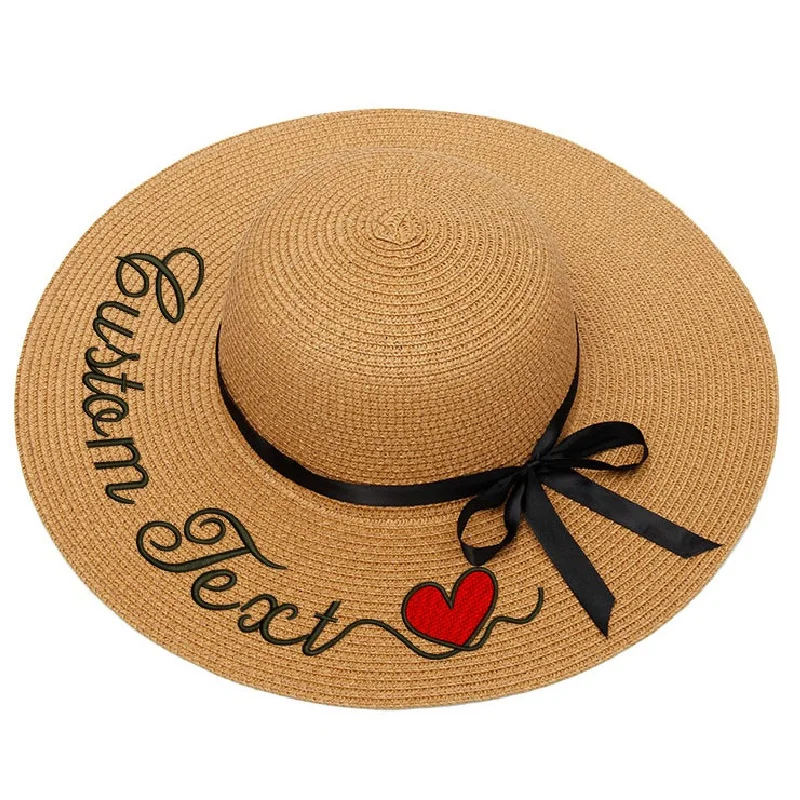 Personalized Customize Name Straw Hat Summer Beach Sun Hats For Womens