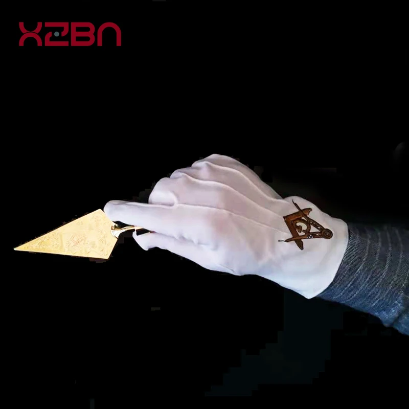 Masonic Gloves White Glove Mason Freedom Regalia Freemasonry Made Embroidery Ceremonial full finger Length 22cm tuxedo gloves