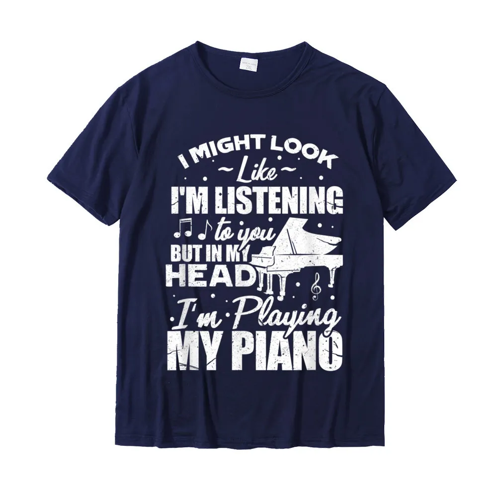 Casual T-Shirt Short Sleeve Casual Oversized Men Fall T Shirt Casual Tee-Shirts Round Collar Pure Cotton Drop Shipping Keyboard Pianist Funny Musician Piano Music T-Shirt__17761 navy