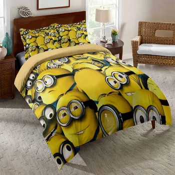 

Duvet Cover Sets 3D Printing Minions King Size Funny Bedding Set 150 Bed Set 3d Quilt Cover Kids Gift Bed Linens Dropshipping