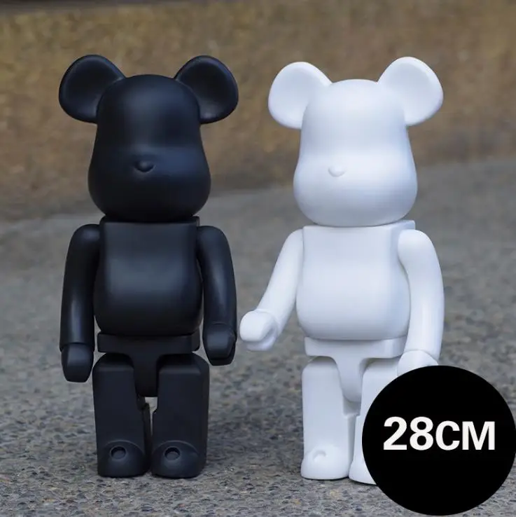 28 см 400% Bearbrick Bear @ brick Action Figures Block PVC Model DIY Paint Dolls Детские игрушки подарки на день