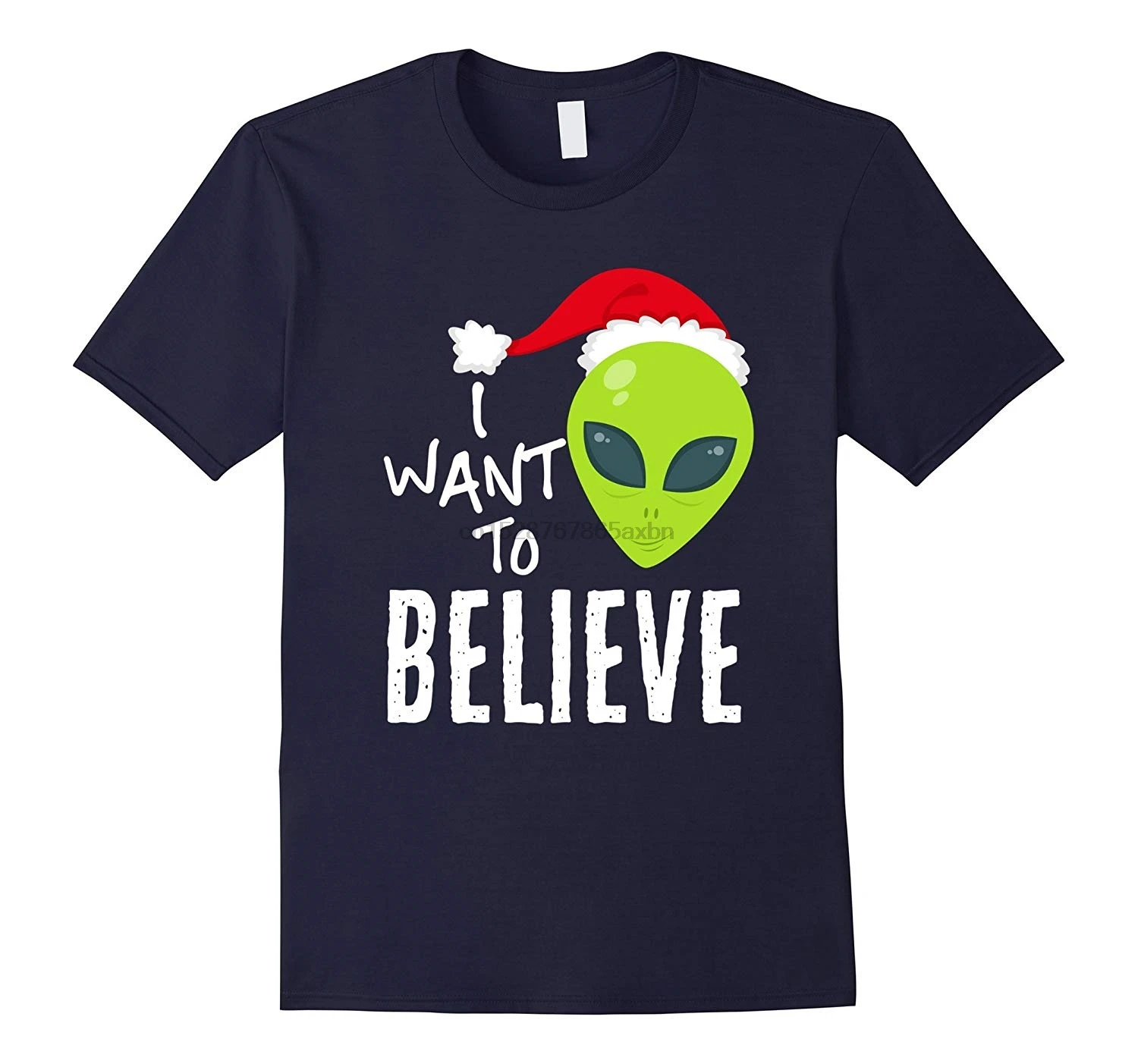 Забавная Рождественская футболка I Want To Believe Alien Santa Hat потрясающие Уникальные