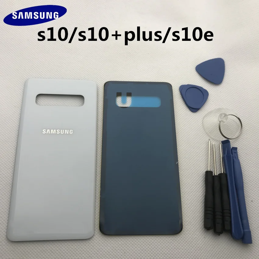 Новая Оригинальная Задняя крышка батареи для samsung Galaxy S10e G973 S10 plus G970 G975 Задняя стеклянная крышка корпуса с логотипом+ наклейка+ Инструменты