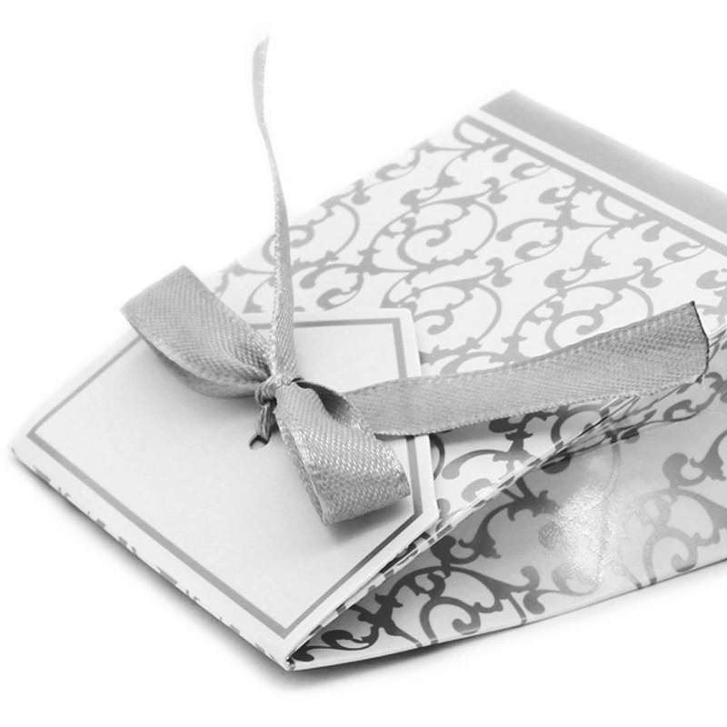 100Pcs Wedding Favour Candy Boxes Bags with Ribbon Sweet Cake Gift Party Decoration