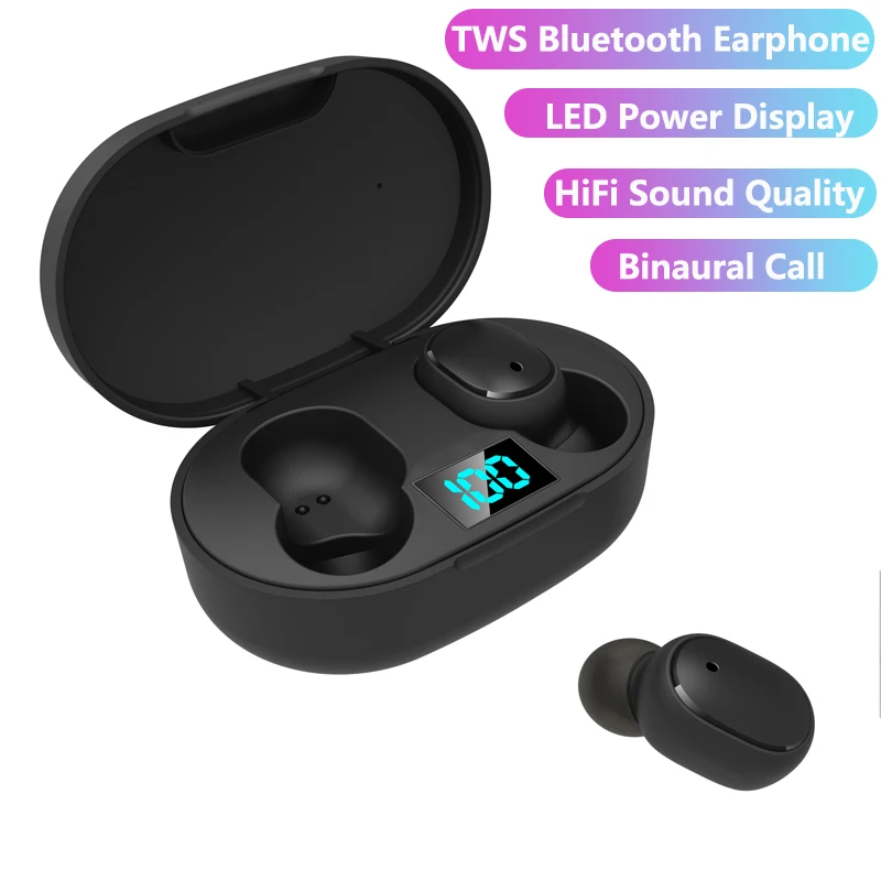 E6S TWS Wireless Bluetooth 5 0 Earphone True Headphones With Mic Handsfree AI Control Earphone Stereo Headset For xiaomi Redmi