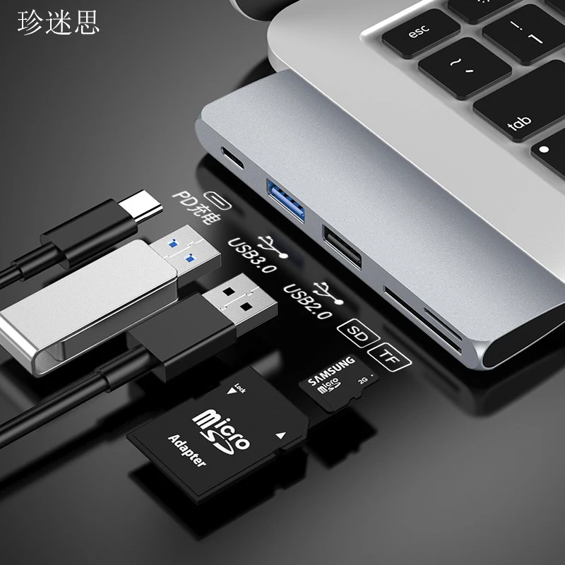 

type-c5 in 1 multifunctional docking station usbc hub computer converter inline card reader laptop docking stations