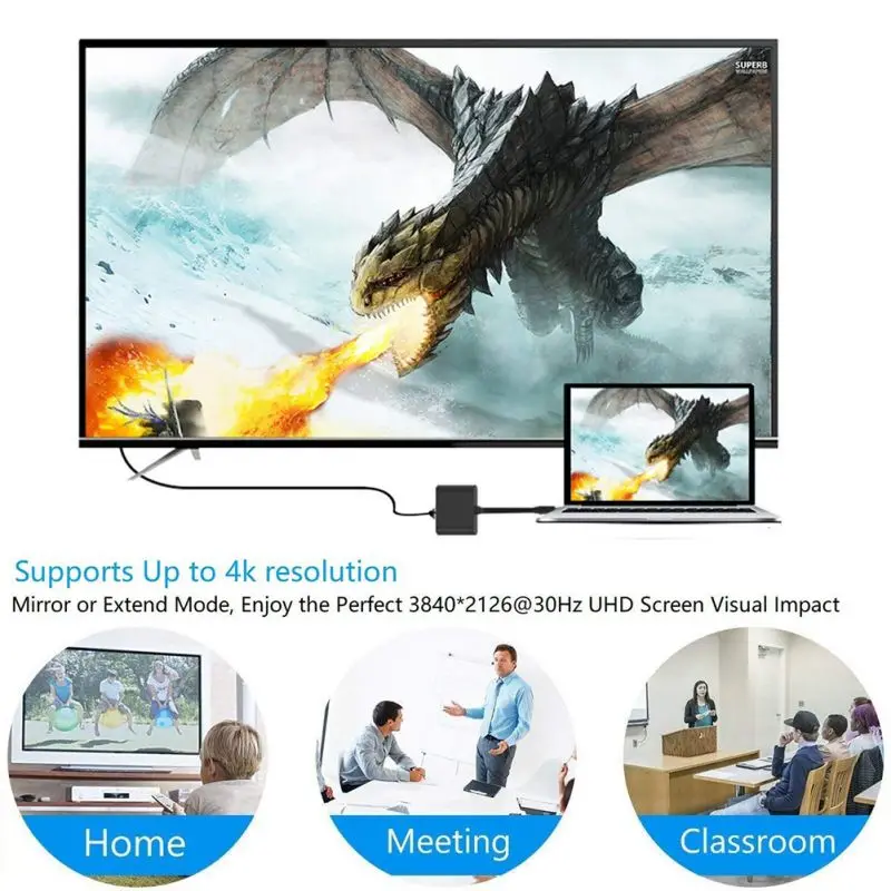 3 в 1 мульти Порты и разъёмы адаптер Тип C до 4K HDMI USB 0 QI Беспроводная зарядка