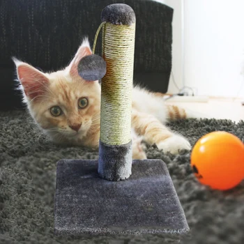 

Tall Cat Scratching Post, Cat Claw Scratcher with Hanging Ball, Durable Cat Furniture with Sisal Rope