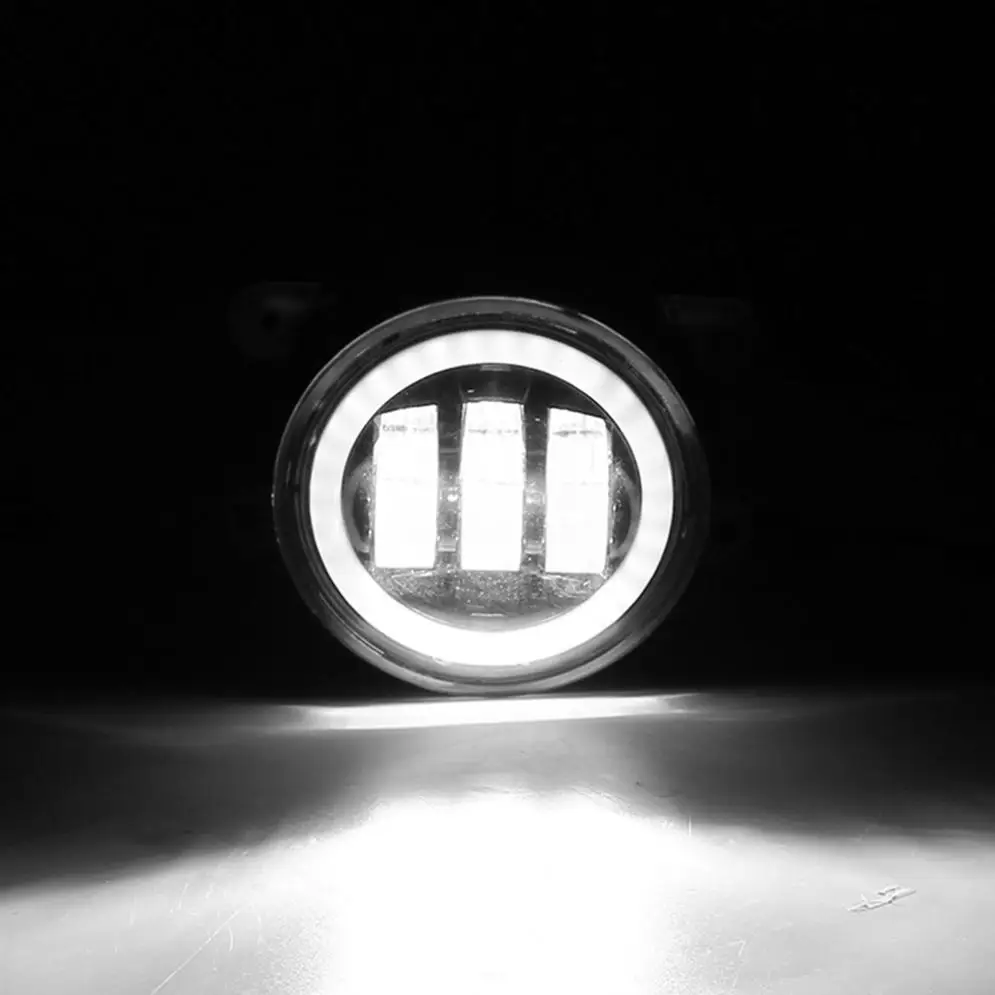  2pcs 4Inch 6000K 30W 1200 LM Auto Car Led Driving Fog Lights with White Halo Ring Off Road WaterPro - 4000144311717
