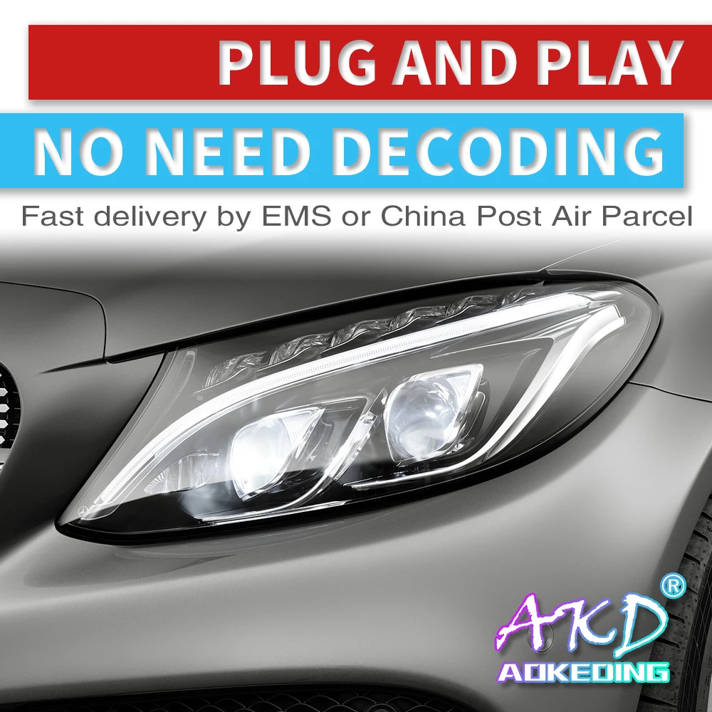 Kafa Lambasi Mercedes Benz Icin W205 C63 Farlar 2015 2020 C300 C260 Yeni Tum Led Far Dinamik Donus Sinyali Drl Bi Led Lens Car Light Assembly Aliexpress
