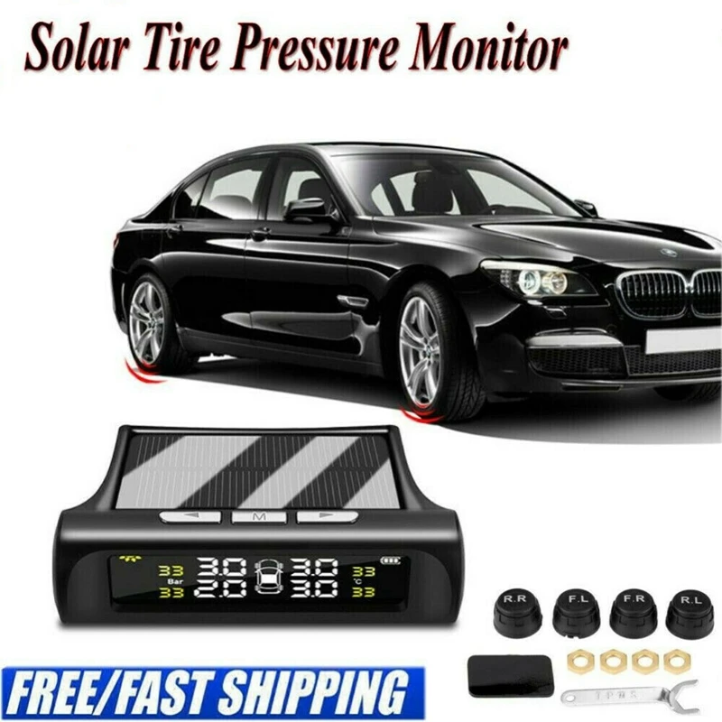 Автомобильный Tpms контроль давления в шинах Тестер давления в шинах с солнечной зарядной системой цифровой ЖК-дисплей авто Безопасность голоса