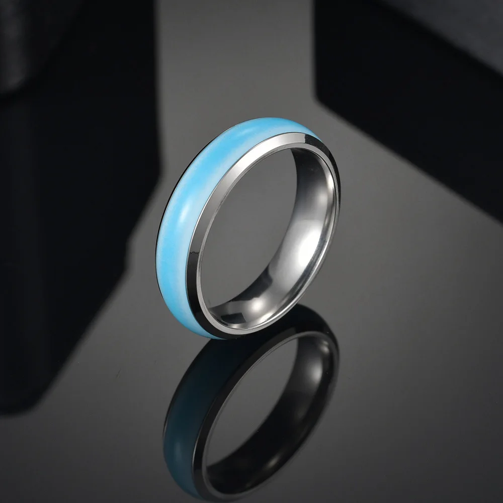 WANTME, модное, креативное, новое, светящееся кольцо из нержавеющей стали, порошок, синий, сплошной цвет, титановая сталь, пара колец, для женщин и мужчин, ювелирное изделие