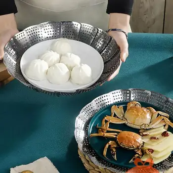 

1PCS Folding Steamer Rack Stainless Steel Steamer Kitchen Fruit Food Basket Mesh Steamer Rack Cookware and Utensils for Cooking