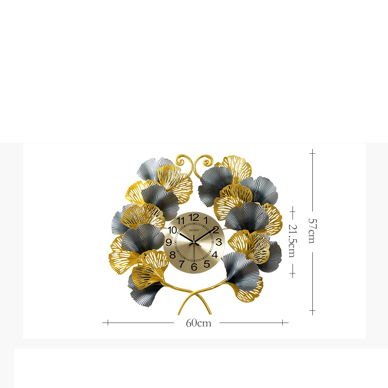 Новые китайские кованые листок гинкго настенные декоративные часы для дома гостиная настенная роспись украшение для отеля офис настенные стикеры ремесла