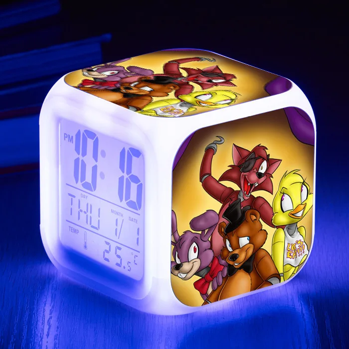 15 Five Nights At Freddy's 7 цветов светодиодный Будильник FNAF Bonnie Foxy Freddy Fazbear часы с дизайном «Медведь» ночные световые часы игрушки - Цвет: 15