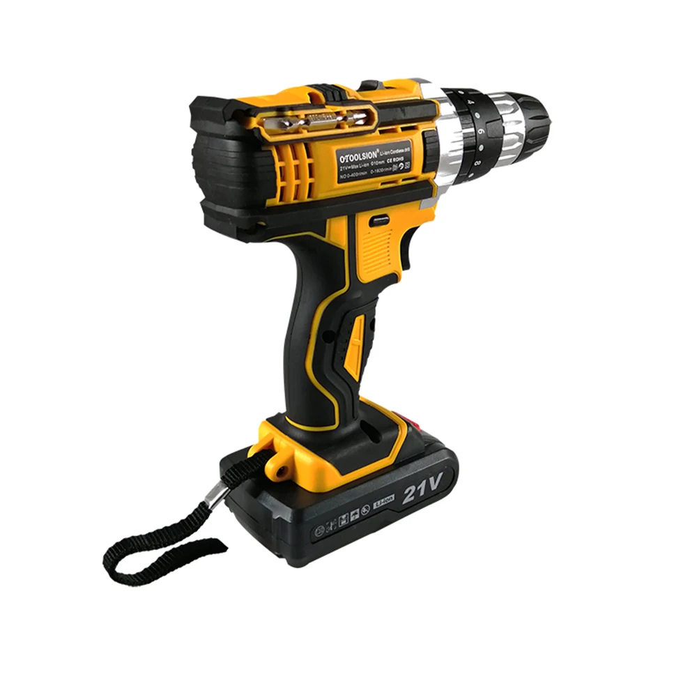 Variable Speed 21V Impact Electric Drill Impact Screwdriver Drill Impact Hammer Cordless Drill Wireless Tool Multi-function Bag (6)