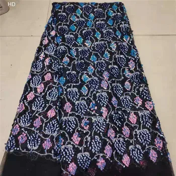 

(5yards/pc) lilac purple African sequins French net lace fabric with very beautiful embroidery and beads for party dress