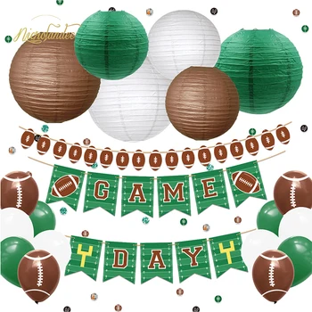 

NICROLANDEE 25 PCS DIY Football Party Decorations Balloon Banner Paper Lantern Confetti for Boys Favor Sport Event Party Decor