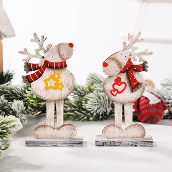 

Retro 1Pcs 12cm Wooden Splicing elk New Year Decor Kids Doll Merry Christmas Decoration Pendants Ornaments for Xmas Tree Decor